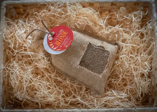 Lentilles blondes, toile de jute 500g